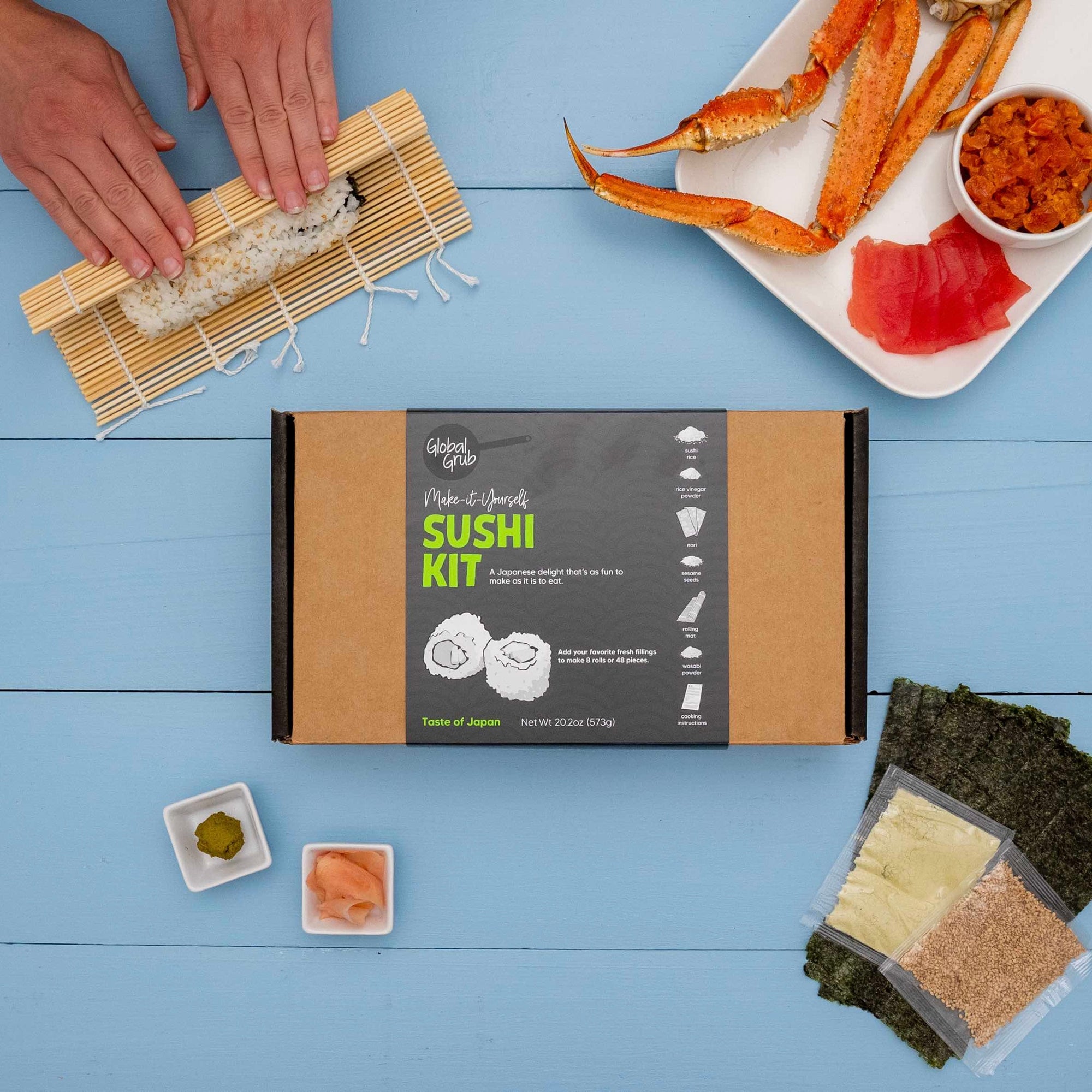 19 Piece Natural Sushi Making Kit, Tub Bowl and Sushi's Essentials