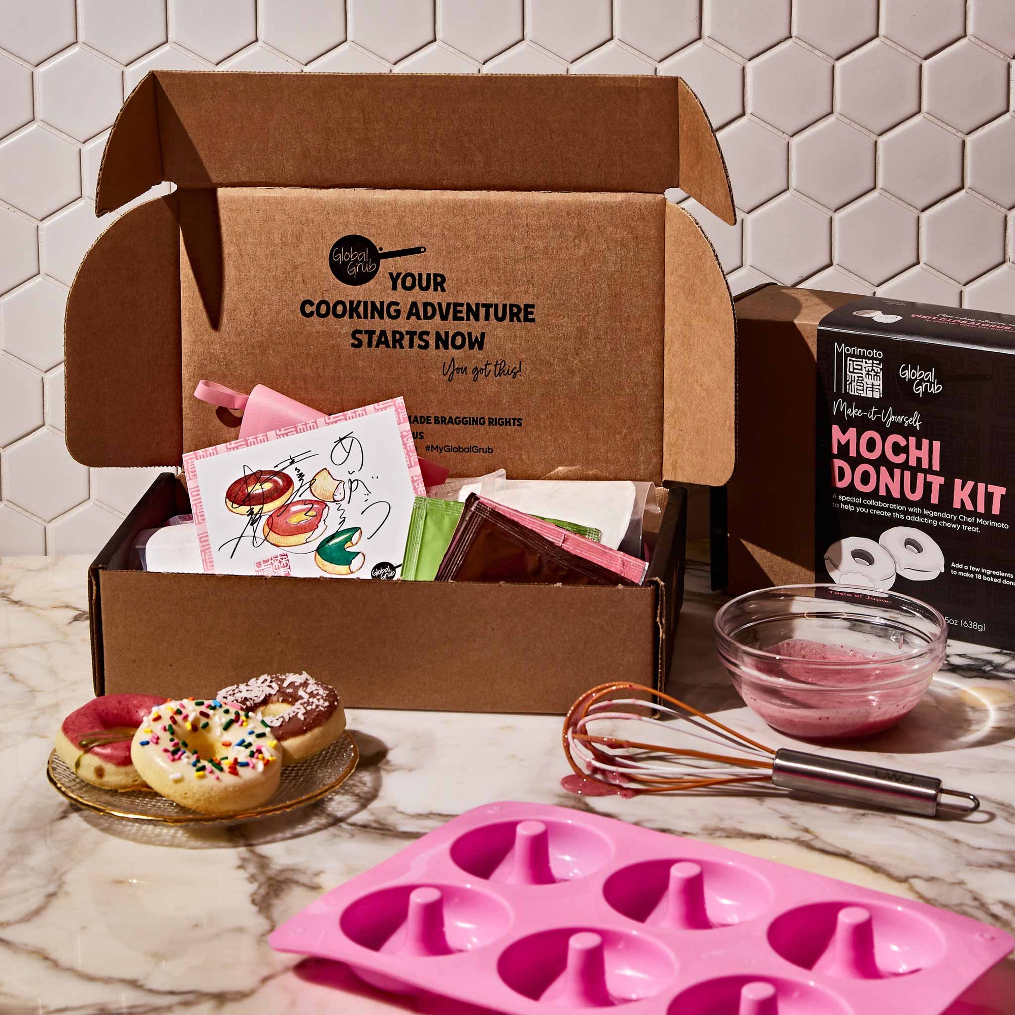 Global Grub DIY Kits Japanese Mochi Bundle: DIY Mochi Ice Cream Kit, Mochi  Donut Kit - Japanese Food Making Kit for Snacks & Sweets