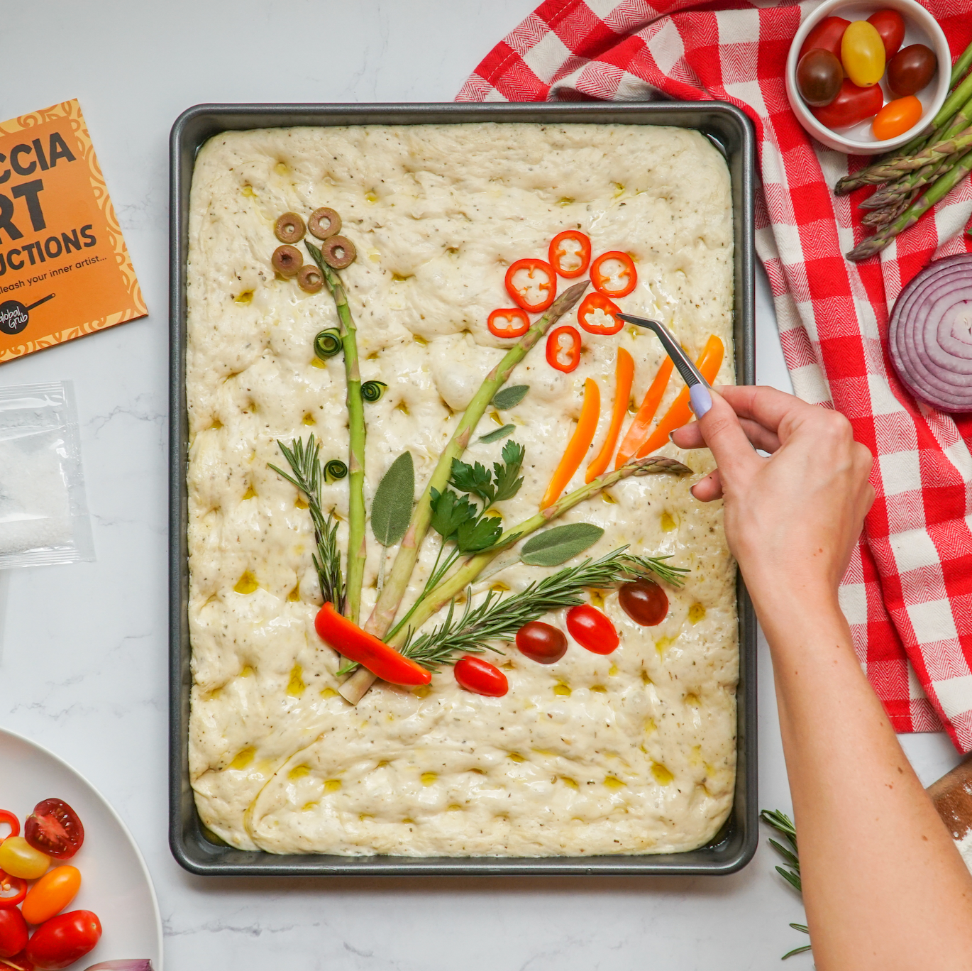 Use the food tweezers to create an edible art canvas